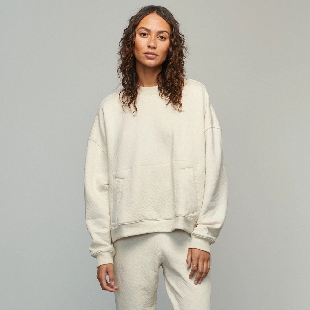 Lunya Restore Double Faced Crew - Warm Beige size XS/S